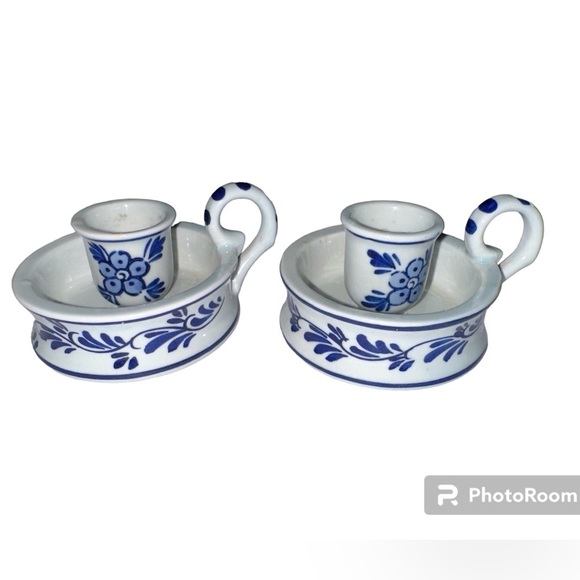 Delft Blue Other - 2 Blue Delft Candlestick Holder | Blau Delfts| Handmade Holland | Hand Painted